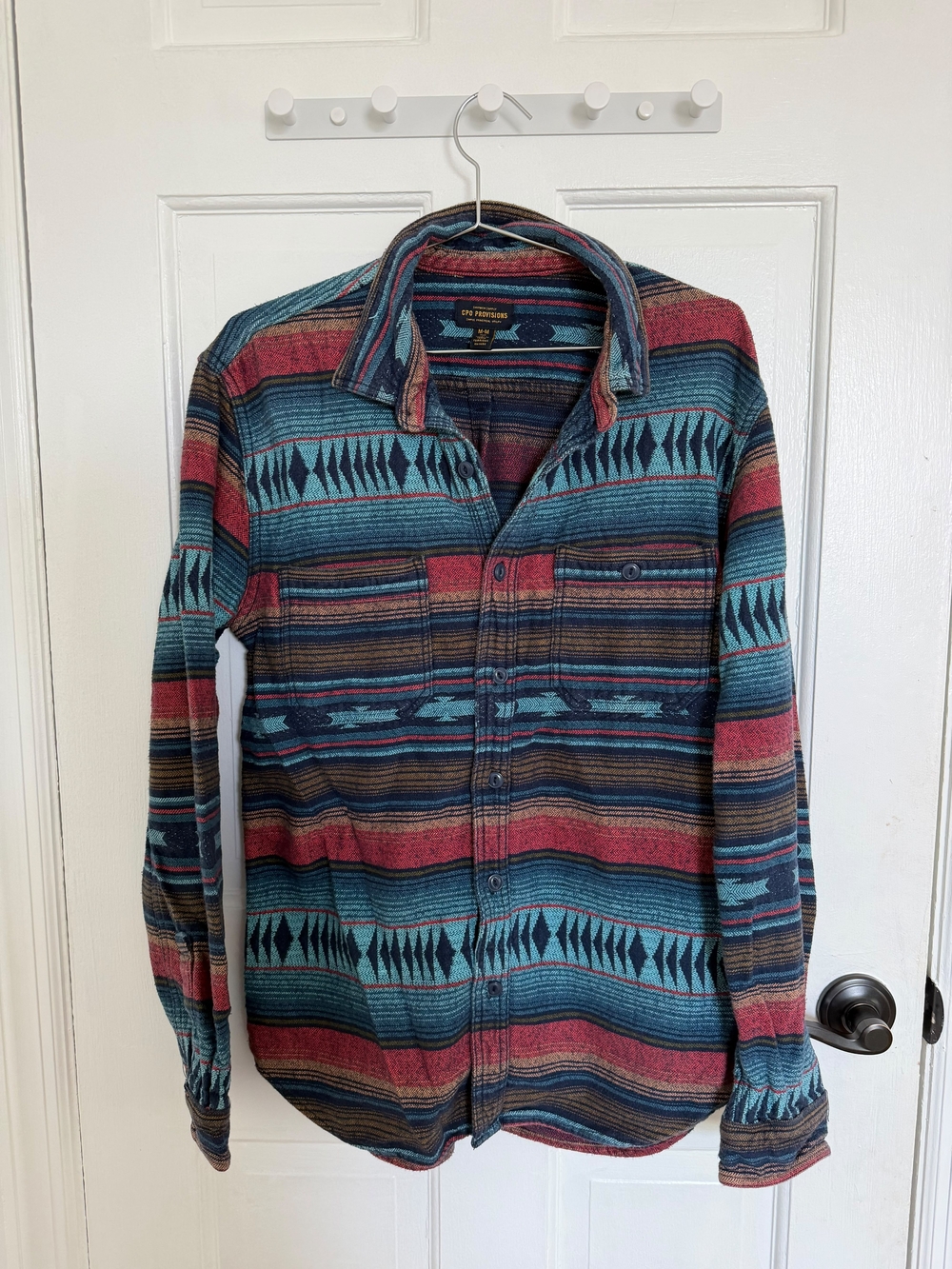 CPO Provisions Southwestern Aztec Pattern Button-Down Shirt Men's Medium Tribal